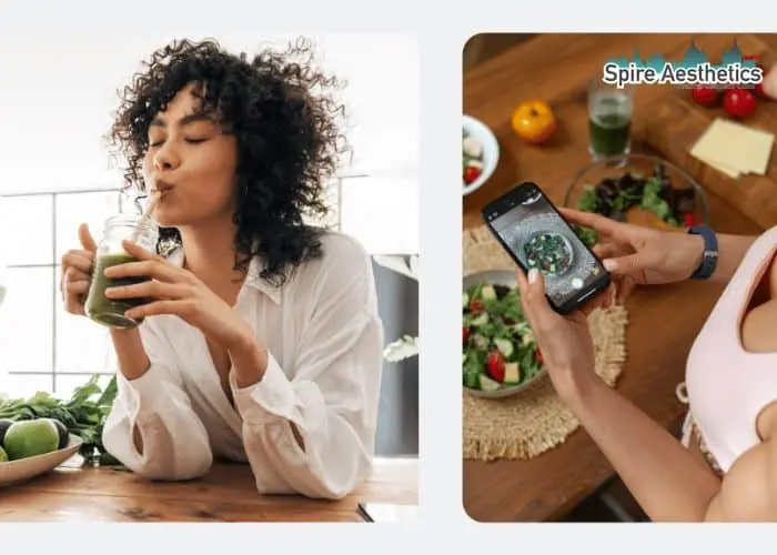 Image of woman looking into her diet and fat freezing Wooburn Green to improve her health